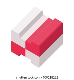 Two color bubble gum isometric 3D vector illustration isolated