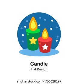 two color Candles flat illustration