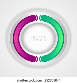 Two color circle on the light background. Design elements.