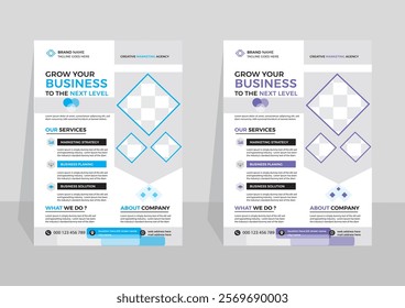 Two Color Corporate Business Service Flyer Design Vector Template