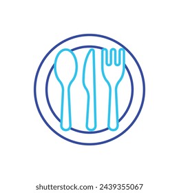 Icono de vector de cubiertos de dos colores