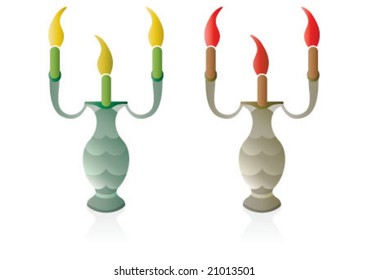 Two color different candlestick and candles