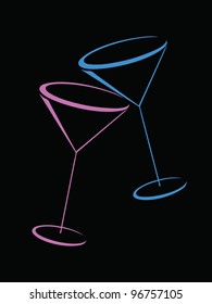 Two color glasses of martini