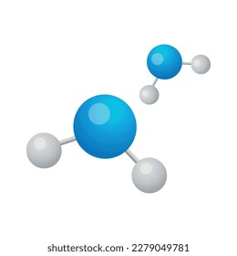 Two color h2o molecule model in flat style vector illustration