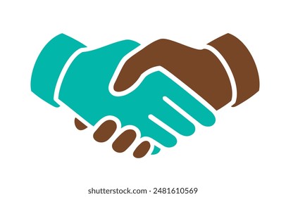 Two Color Handshake Brown and Ocean Blue, vector illustration isolated on white background, eps