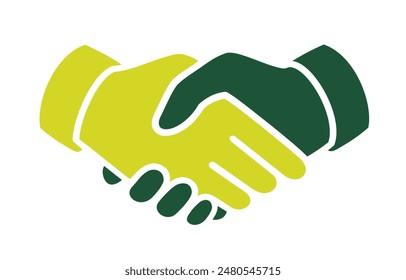 Two Color Handshake Dark Green and Lime Green, vector illustration isolated on white background, eps