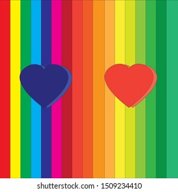 two color heart on colorful background, Vector Illustration of a Happy love Greeting Card with Colorful background.