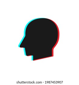 Two color Human head profile silhouette vector illustration