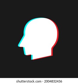 Two color Human head profile silhouette vector illustration on black