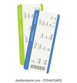 Two color isolated airline boarding pass in cartoon style