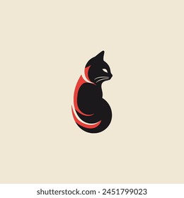 two color minimalist cat logo vector illustration template design