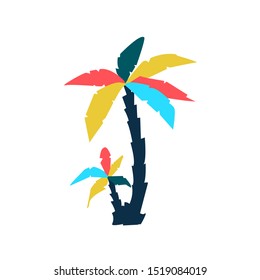 two color palm trees. Icon. vector