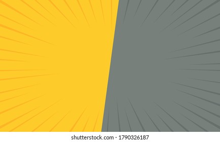 Fondo retro de dos colores con esquinas de medio tono. Fondo de verano de color amarillo y verde. Ilustración vectorial en estilo retro de arte pop para historietas, afiches, diseño publicitario.
