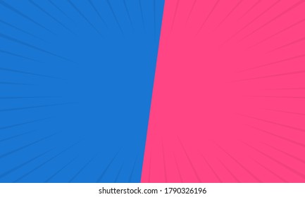 Fondo retro de dos colores con esquinas de medio tono. Fondo de verano de color azul y rosa. Ilustración vectorial en estilo retro de arte pop para historietas, afiches, diseño publicitario.