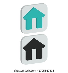 Two color Right view flat icon with square background in isometric style