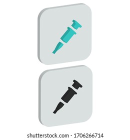 Icono médico plano de vista derecha con fondo cuadrado de estilo isométrico