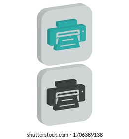 
Two color Right view flat icon with square background in isometric style