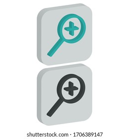 
Two color Right view flat icon with square background in isometric style
