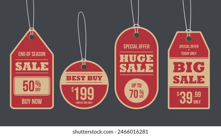 Two Color Sale price tag Collection,  vintaage color, Promotion sale banner 