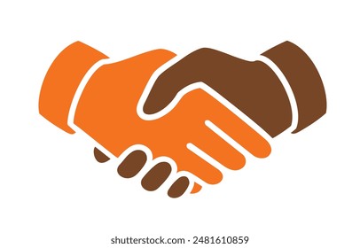 Dos colores Agitar las manos marrón y naranja, Ilustración vectorial aislada sobre fondo blanco, eps