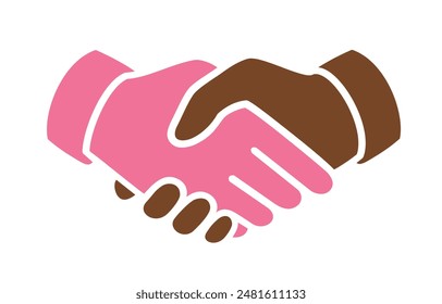 Two Color Shake Hands Brown and Pink, vector illustration isolated on white background, eps