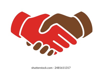 Two Color Shake Hands Brown and Red, vector illustration isolated on white background, eps