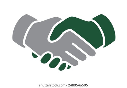 Two Color Shake Hands Dark Green and Gray, vector illustration isolated on white background, eps