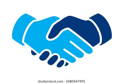 Two Color Shake Hands Dark Blue and Sky Blue, vector illustration isolated on white background, eps