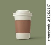 two color takeout coffee cup on green