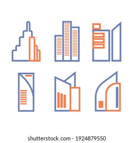 Two Color Tall Building Icon Design