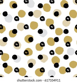 Two color textured polka dot background, seamless vector pattern.