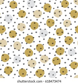Two color textured polka dot background, seamless vector pattern.