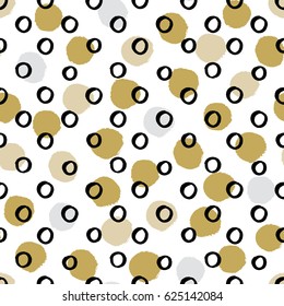 Two color textured polka dot background, seamless vector pattern.
