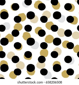 Two color textured polka dot background, seamless vector pattern.