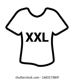 Two color thin linear signs for clothes store. Clothing, fashion flat line icon. Nice T-Shirt for UI also templates. With size S, L, M, XL, XXL, black and white.