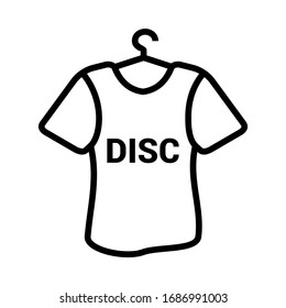 Two color thin linear signs for clothes store. Clothing, fashion flat line icon. Nice T-Shirt for UI also templates. With Discount text in the middle.
