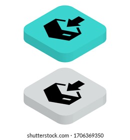 Dos colores Icono plano de vista superior con fondo cuadrado en estilo isométrico