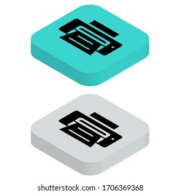 Zwei farbige Draufsicht, flaches Symbol mit quadratischem Hintergrund, isometrischer Art