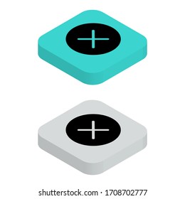 Two color Top view flat icon with square background in isometric style