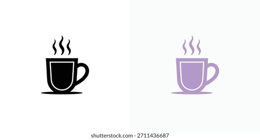 Duas variantes de cores vapor xícara logotipo no fundo transparente. Elegante para marcas ou design de web.
