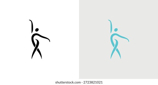 Two color variations of a simple, abstract human figure in a fluid, expressive pose.