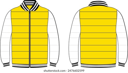 Two Color Varisty Style Bomber Puffer Jacket Mockup