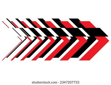 Flecha vectorial de dos colores. Patrón moderno para el diseño interior, pegatina de vehículo, patrón deportivo, diseño web, impresión. Resumen del fondo vectorial.