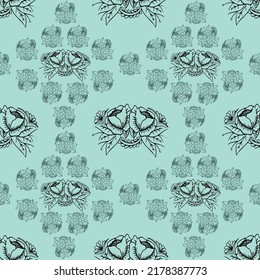 Two color vector floral pattern. Design for wallpaper, wrapping paper, background, fabric. Vector seamless pattern with decorative climbing flowers. Vector seamless paisley pattern. Indian floral wall