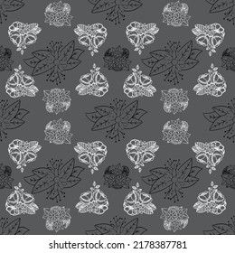 Two color vector floral pattern. Design for wallpaper, wrapping paper, background, fabric. Vector seamless pattern with decorative climbing flowers. Vector seamless paisley pattern. Indian floral wall