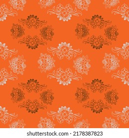 Two color vector floral pattern. Design for wallpaper, wrapping paper, background, fabric. Vector seamless pattern with decorative climbing flowers. Vector seamless paisley pattern. Indian floral wall