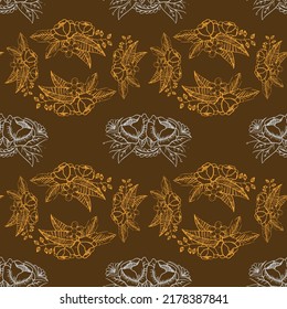 Patrón floral vectorial de dos colores. Diseño de papel pintado, papel envolvente, fondo, tela. Patrón vectorial sin fisuras con flores de escalada decorativas. Patrón paisley sin fisuras del vector. Pared floral india