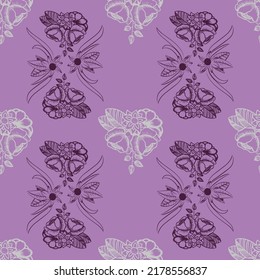 Two color vector floral pattern. Design for wallpaper, wrapping paper, background, fabric. Vector seamless pattern with decorative climbing flowers. Vector seamless paisley pattern. Indian floral wall