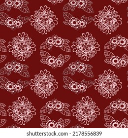Two color vector floral pattern. Design for wallpaper, wrapping paper, background, fabric. Vector seamless pattern with decorative climbing flowers. Vector seamless paisley pattern. Indian floral wall