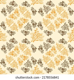 Two color vector floral pattern. Design for wallpaper, wrapping paper, background, fabric. Vector seamless pattern with decorative climbing flowers. Vector seamless paisley pattern. Indian floral wall